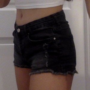 Black jean shorts